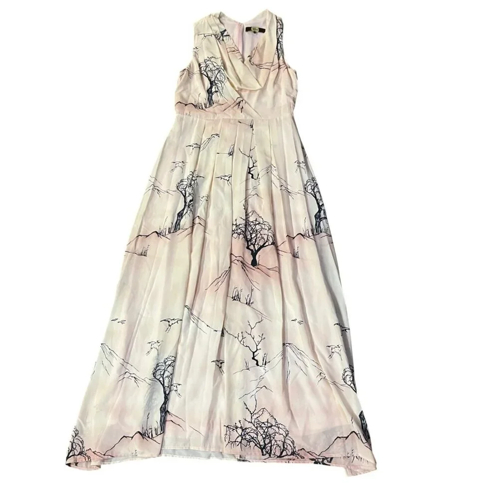 Eva Franco Anthropologie Maxi Dress 12 Used Pink Blue Gradient - Picture 3 of 12